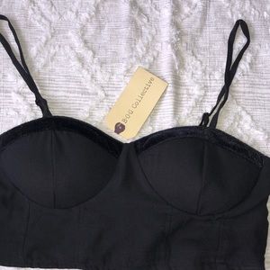 BOG Collective Crop Black with velvet trim and elastic back